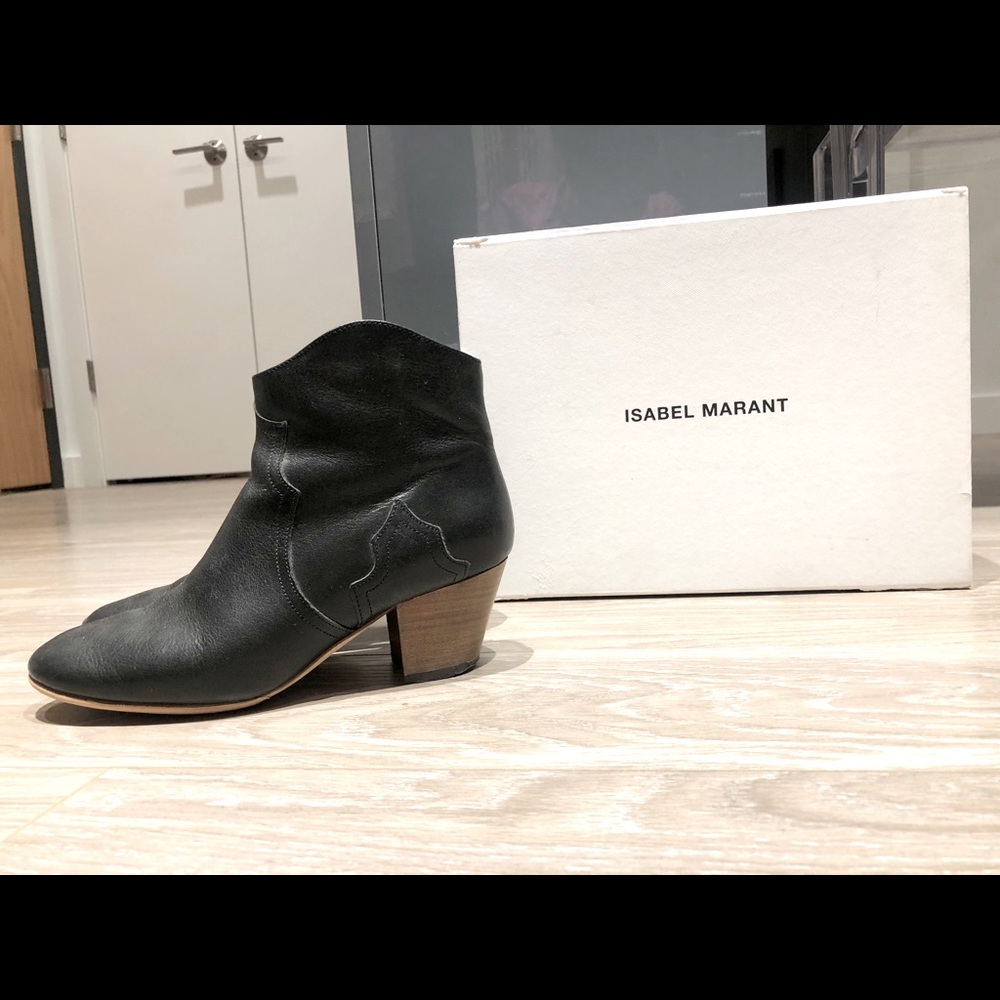 Isabel Marant Black Leather Ankle Booties